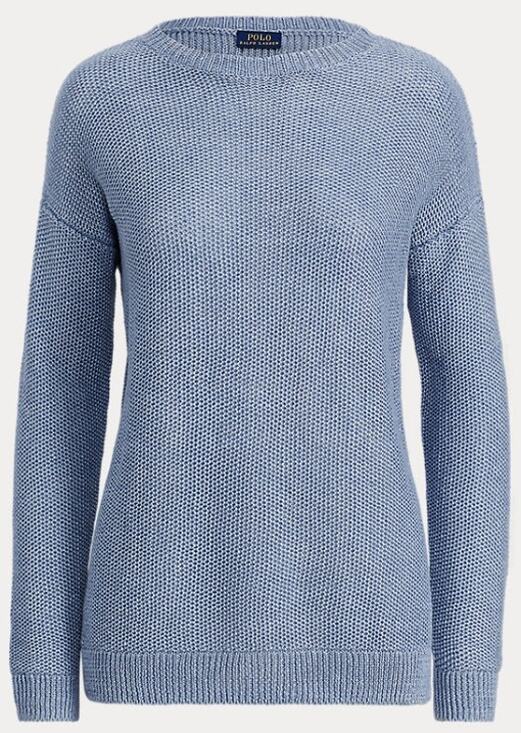 Ralph Lauren Sweaters - Polo Ralph Lauren Pure Linen Knit Crewneck Sweater Light Blue Womens Small